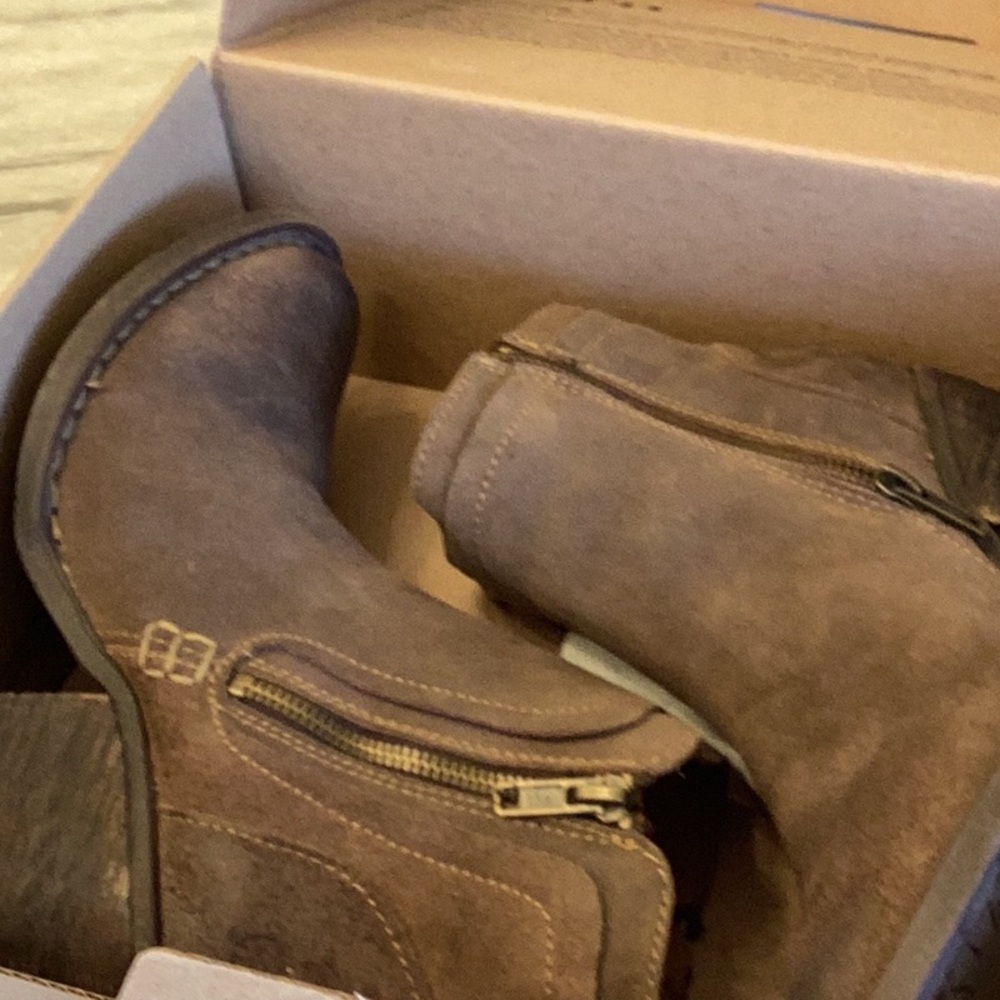Brown Ankle Boots with Zipper